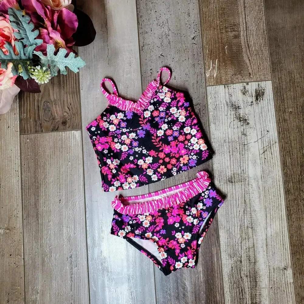 Circo Baby Girl 2 Piece Floral Swimsuit Bathing Suit 6/9 Months NWOT